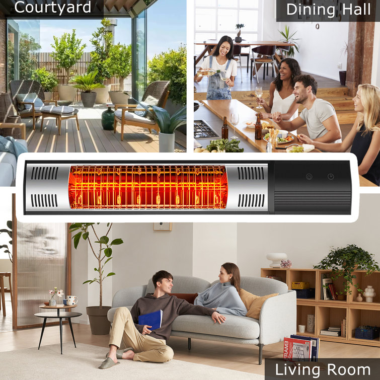 AQQRRA 1500 Watt 5100 BTU Electric Wall Mounted Space Heater with Adjustable Thermostat , Remote